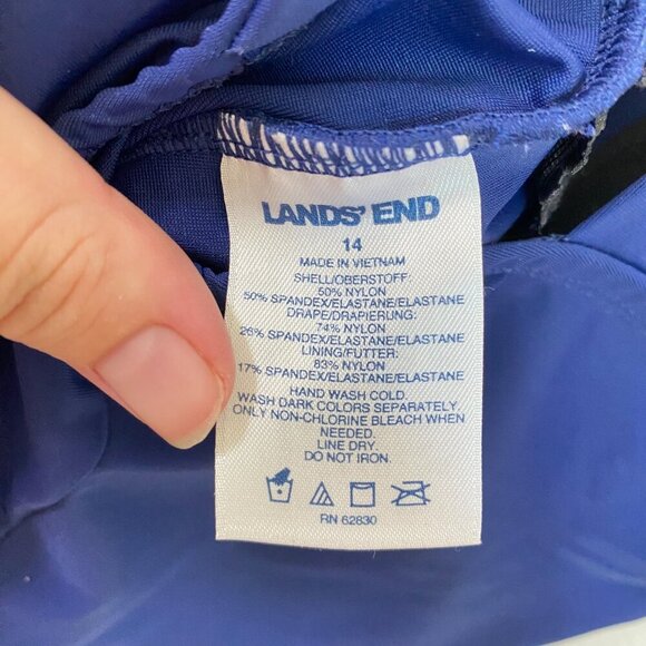 Lands End Women's Navy Blue Floral One Piece Swimsuit 14 - Picture 10 of 10